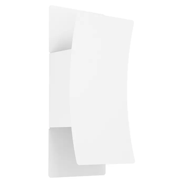 Eglo Aplique LED Verdolino - 8 W, An x Al: 120 x 280 mm, IP44, Blanco - Papel blanco texturizado plegado en tres secciones, con un borde frontal curvo.