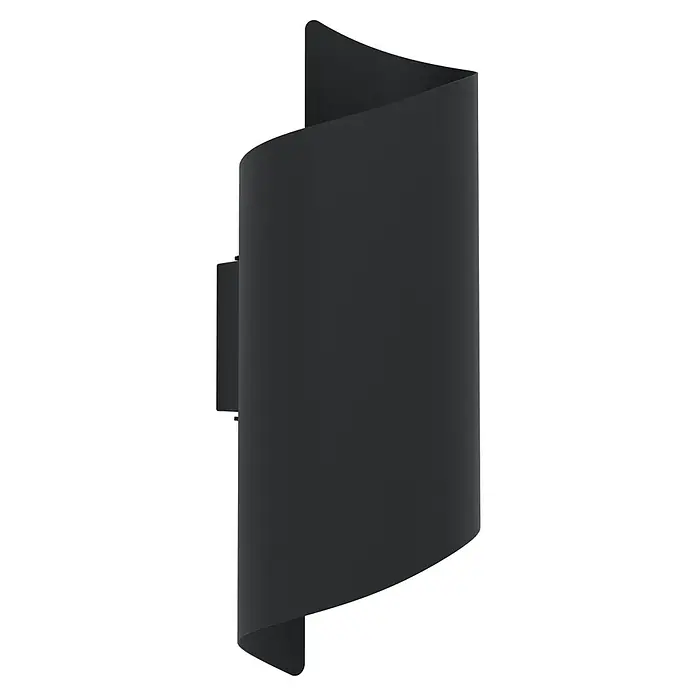 Eglo Aplique LED Montarello - 8 W, An x Al: 110 x 275 mm, IP44, Negro - Aplique de pared curvo gris oscuro.