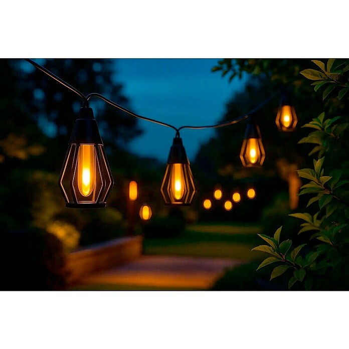 Garza Lámpara decorativa solar (7 m, Ámbar, Número de bombillas: 10 ud., 200 lm, IP44, Sensor crepuscular) | BAUHAUS
