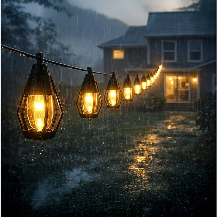 Garza Lámpara decorativa solar (7 m, Ámbar, Número de bombillas: 10 ud., 200 lm, IP44, Sensor crepuscular) | BAUHAUS