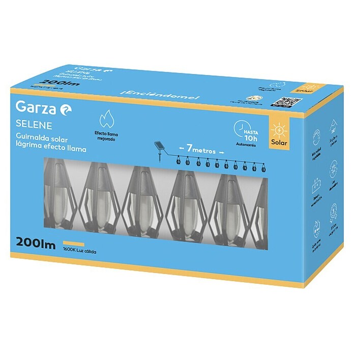Garza Lámpara decorativa solar (7 m, Ámbar, Número de bombillas: 10 ud., 200 lm, IP44, Sensor crepuscular) | BAUHAUS