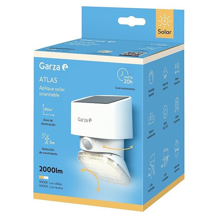 Garza Aplique solar LED para exterior (L x An x Al: 107 x 107 x 150 mm, Blanco, 2.000 lm, 3.000 K - 4.000 K, IP44) | BAUHAUS