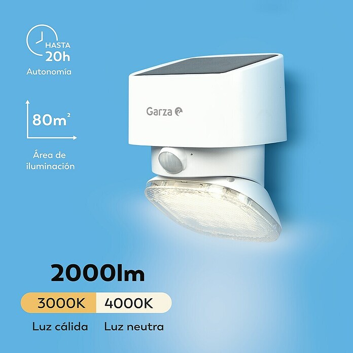 Garza Aplique solar LED para exterior (L x An x Al: 107 x 107 x 150 mm, Blanco, 2.000 lm, 3.000 K - 4.000 K, IP44) | BAUHAUS