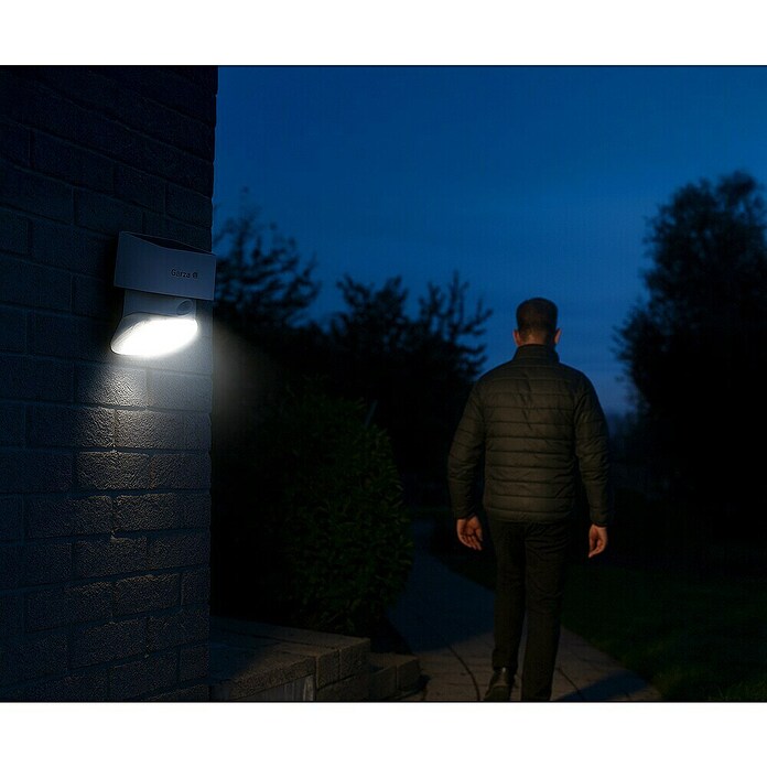Garza Aplique solar LED para exterior (L x An x Al: 107 x 107 x 150 mm, Blanco, 2.000 lm, 3.000 K - 4.000 K, IP44) | BAUHAUS