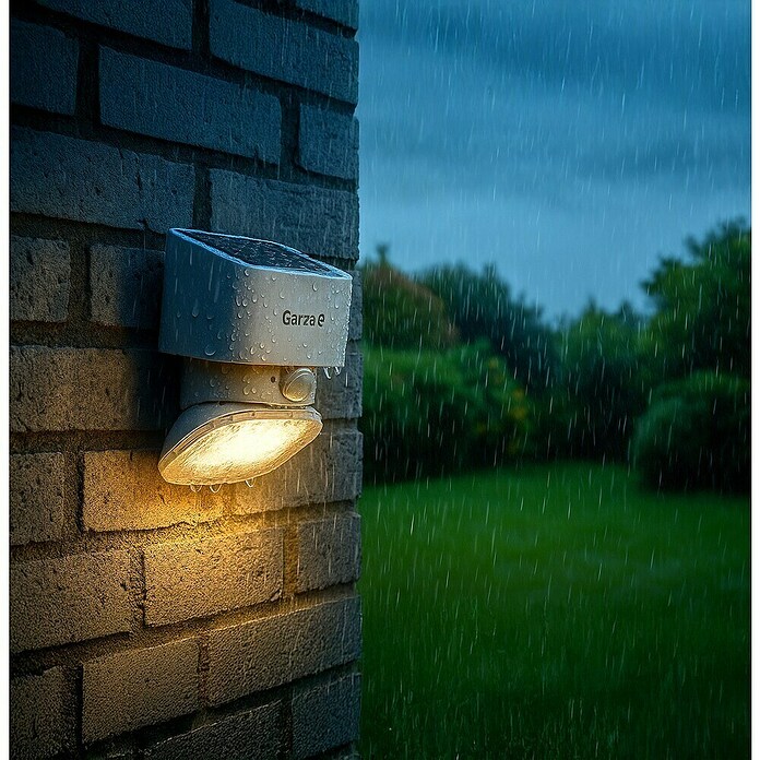 Garza Aplique solar LED para exterior (L x An x Al: 107 x 107 x 150 mm, Blanco, 2.000 lm, 3.000 K - 4.000 K, IP44) | BAUHAUS