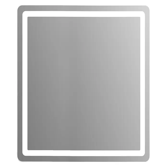Espejo con luz Bruma - 60 x 70 cm, Blanco frío - Espejo cuadrado con esquinas redondeadas y borde LED iluminado.