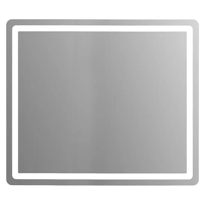 Espejo con luz Bruma - 100 x 70 cm, Blanco frío - Espejo rectangular con esquinas redondeadas y borde LED blanco iluminado.