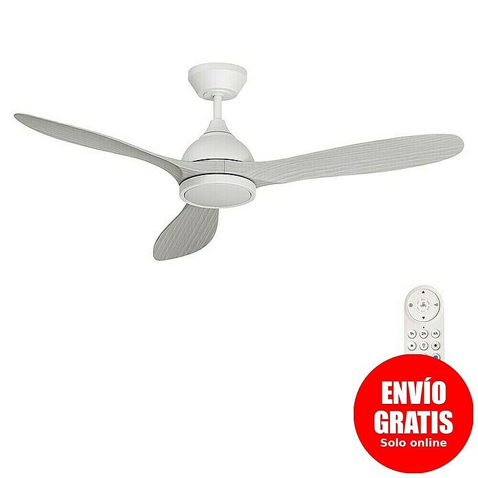 Arte confort Ventilador de techo Kenia (Roble gris, 132 cm, 34 W, Blanco cálido) | BAUHAUS