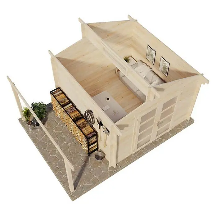 Alpholz Gartenhaus Aktiva - Außenmaß inkl. Dachüberstand (B x T): 490 x 360 cm, Holz, Pinie