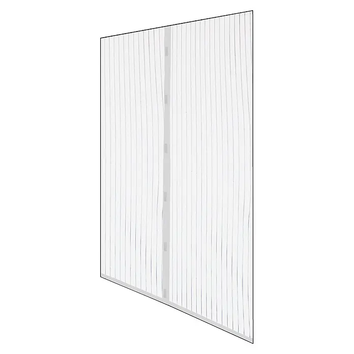 Mosquitera Ecco - An x Al: 120 x 160 cm, Puertas, Fijación magnética - Cortina mosquitera magnética blanca transparente con finas rayas verticales.