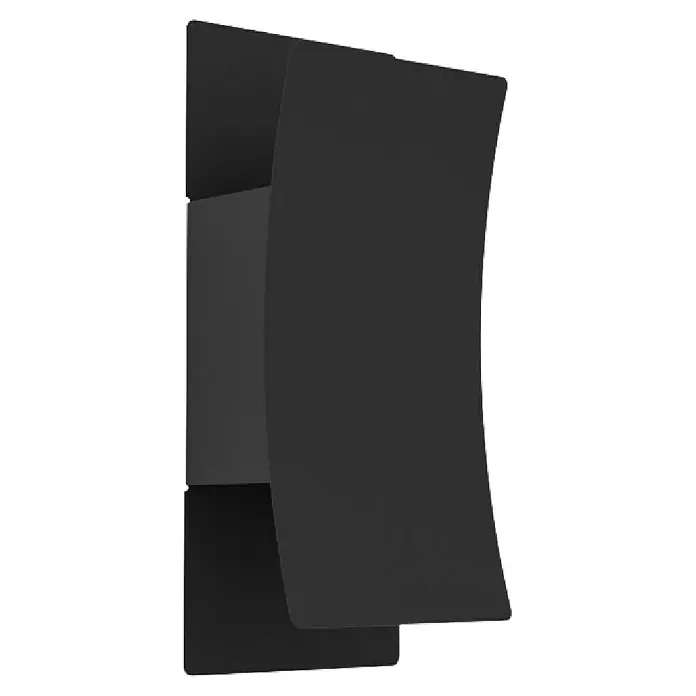 Eglo Aplique LED Verdolino - 8 W, An x Al: 120 x 280 mm, IP44, Negro - Panel de pared moderno curvo gris oscuro con elementos en capas, ideal para aplicaciones acústicas o decorativas.
