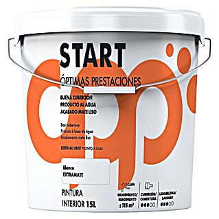 CPP Pintura para paredes y techos Start (Blanco nieve, Mate, 15 l, Consumo por m²: 7 l - 8 l)