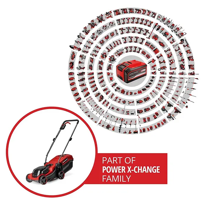 Einhell Power X-Change 18V Akku-Rasenmäher GE-CM 18/30-1 Li BL - 18 V, 1 Akku, 3 Ah, Schnittbreite: 30 cm - Roter und schwarzer Akku-Rasenmäher, Teil der Einhell Power X-Change Familie.