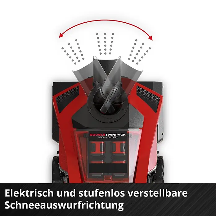 Einhell Professional Power X-Change 18V Akku-Schneefräse - Ohne Akku, Arbeitsbreite: 53 cm, Arbeitshöhe: 33 cm - Roter und schwarzer Elektroschneefräse mit verstellbarem Schneeauswurf und sichtbarem DOUBLE TWINPACK Batteriesystem.