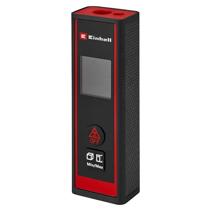 Einhell Laserentfernungsmesser TC-LD 40 R - Messbereich: 0,05 - 40 m, Ohne Batterien - Schwarz-roter Laser-Entfernungsmesser mit Display und Bedientasten zur Distanzmessung.