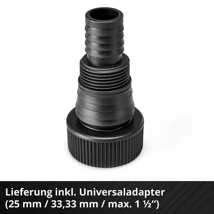 Einhell Power X-Change 18V Schmutzwasserpumpe GE-DP 36/35 LL Li-Solo - 36 V, Max. Fördermenge: 14.000 l/h - Schwarzer Universal-Schlauchadapter für Schläuche mit 25 mm, 33,33 mm und max. 1 1/2 Zoll.