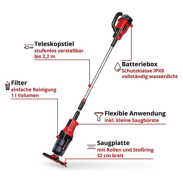 Einhell Poolsauger GE-PV 18/42 LI T-Solo (Nennspannung: 18 V) | BAUHAUS