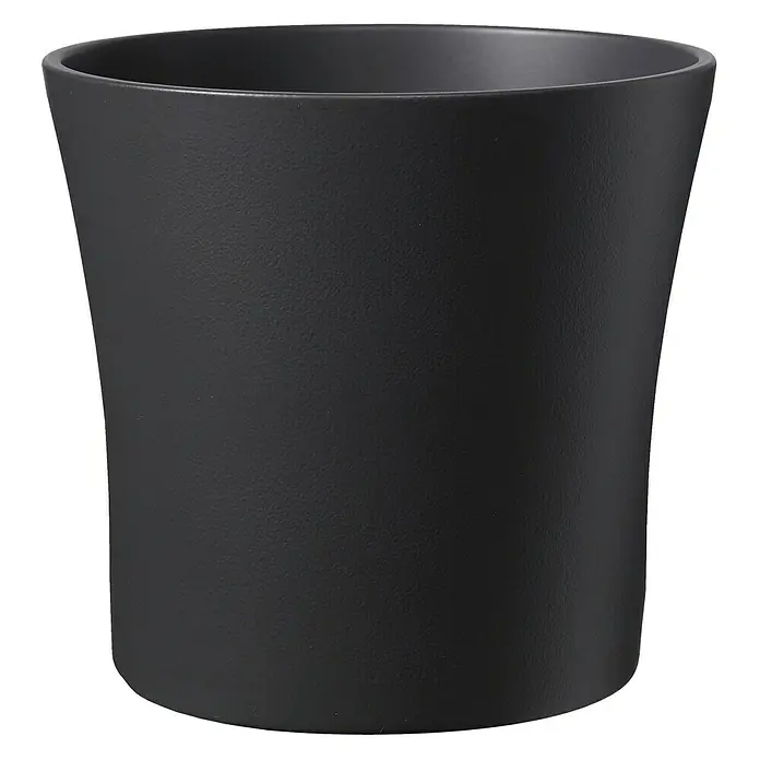 Soendgen Keramik Übertopf rund Tahiti - Max. Außendurchmesser: 28 cm, Anthrazit - Schwarzer Blumentopf mit einer glatten, matten Oberfläche, ideal für Zimmerpflanzen und moderne Dekorationen.