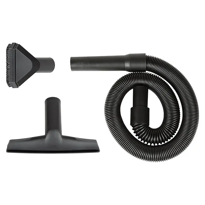 Einhell Staubsaugeraufsatz - Länge: 2 m, Durchmesser: 36 mm, Passend für: Einhell Staubsauger TE-SV 18 Li, TE-SV 18/270 Li BL oder TE-SV 18 Li FLX - Schwarzes Staubsaugerzubehör: ein flexibler Schlauch, eine Bürstendüse und eine breite Bodendüse.
