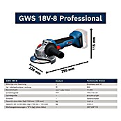 Bosch Professional AMPShare 18V Akku-Winkelschleifer GWS 18V-8 Pro Solo (18 V, Ohne Akku, Durchmesser Scheibe: 125 mm) | BAUHAUS