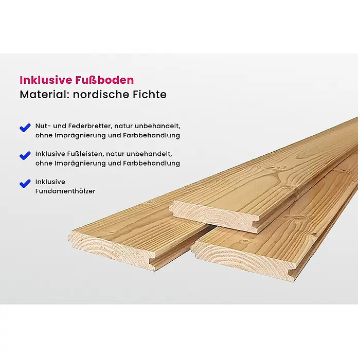 Alpholz Gartenhaus Palermo - Außenmaß inkl. Dachüberstand (B x T): 331 x 331 cm, Holz, Naturbelassen