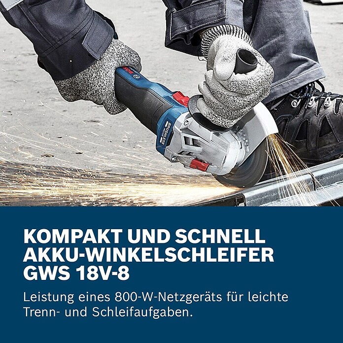 Bosch Professional AMPShare 18V Akku-Winkelschleifer GWS 18V-8 Pro Solo (18 V, Ohne Akku, Durchmesser Scheibe: 125 mm) | BAUHAUS