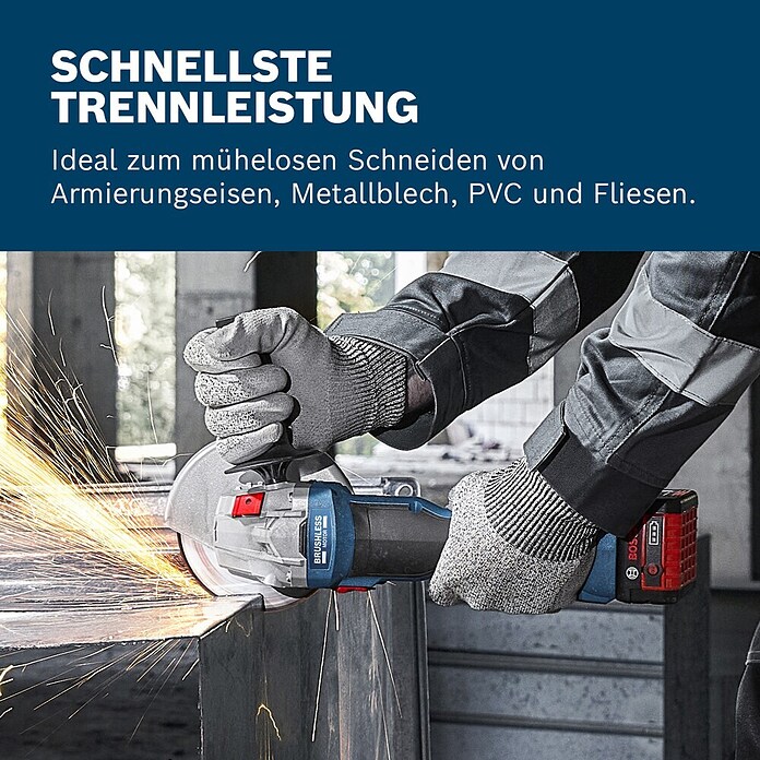 Bosch Professional AMPShare 18V Akku-Winkelschleifer GWS 18V-8 Pro Solo (18 V, Ohne Akku, Durchmesser Scheibe: 125 mm) | BAUHAUS