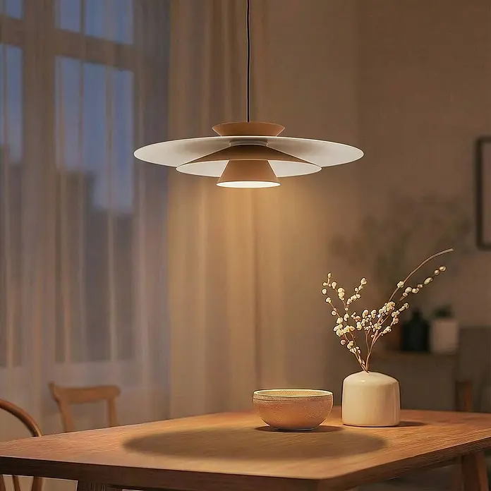 Lucande Pendelleuchte Livie - creme / amber, beige, weiß matt