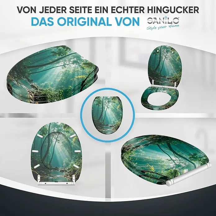 SANILO WC-Sitz Rainforest mit Schnellverschluss - MDF, Grün, Mit Absenkautomatik