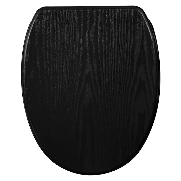 SANILO WC-Sitz Black Wood mit Schnellverschluss - MDF, Schwarz, Mit Absenkautomatik