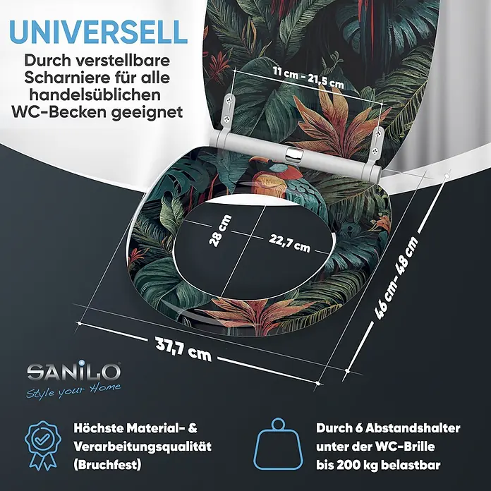 SANILO WC-Sitz Exotic mit Schnellverschluss - MDF, Multicolor, Mit Absenkautomatik