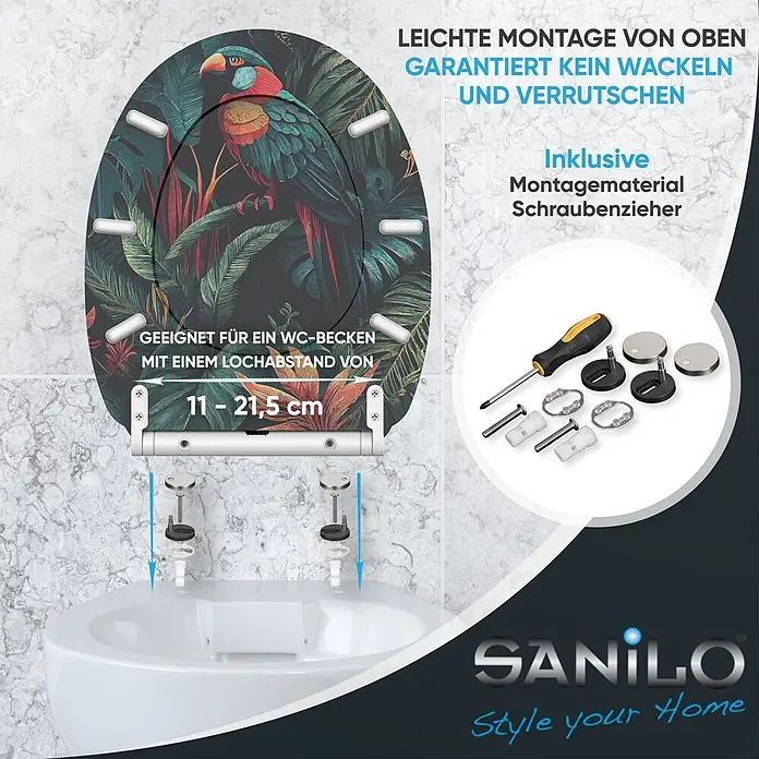 SANILO WC-Sitz Exotic mit Schnellverschluss - MDF, Multicolor, Mit Absenkautomatik