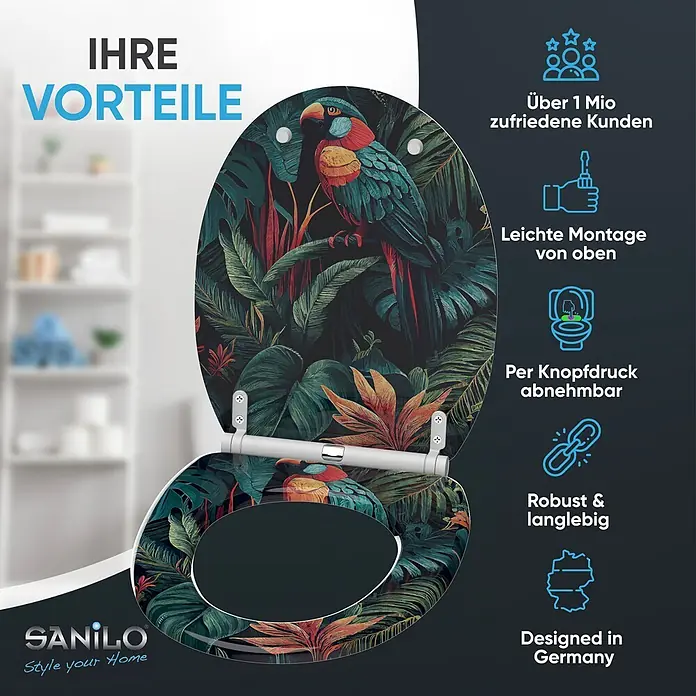 SANILO WC-Sitz Exotic mit Schnellverschluss - MDF, Multicolor, Mit Absenkautomatik