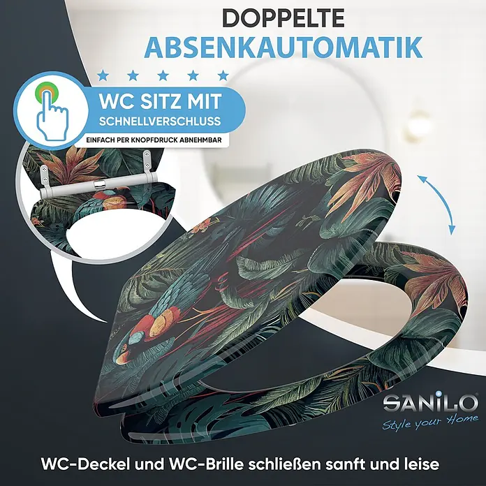 SANILO WC-Sitz Exotic mit Schnellverschluss - MDF, Multicolor, Mit Absenkautomatik