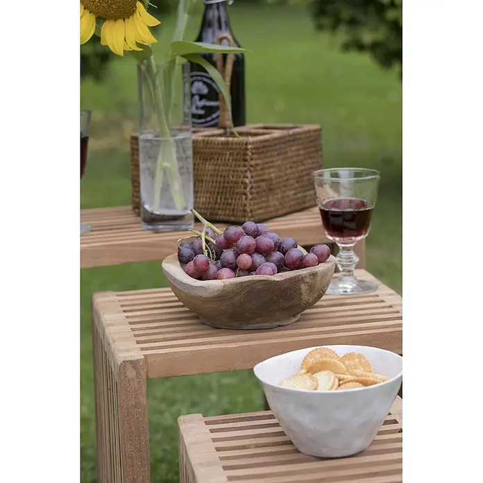 Bene Living Garten-Beistelltisch Teak - L x B x H: 32 x 45 x 50 cm, Teakholz, Stapelbar, Rechteck, Natur