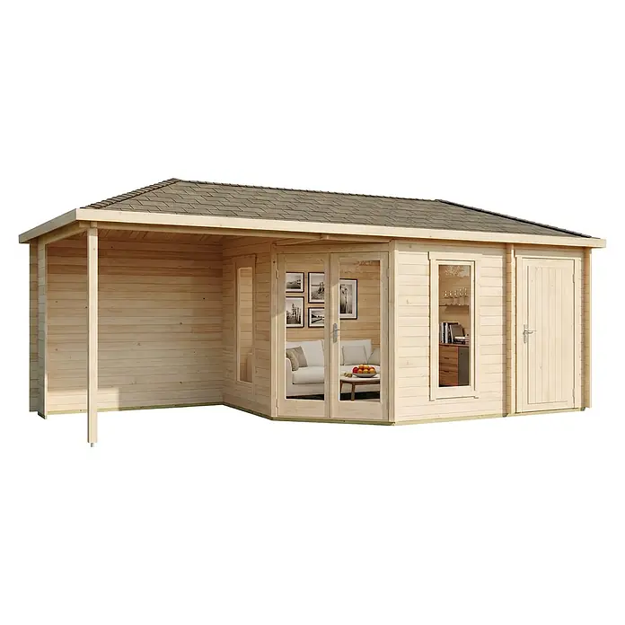 Alpholz Gartenhaus Liwa - Außenmaß inkl. Dachüberstand (B x T): 728 x 317 cm, Holz, Naturbelassen
