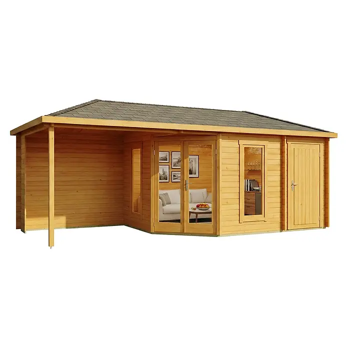 Alpholz Gartenhaus Liwa - Außenmaß inkl. Dachüberstand (B x T): 728 x 317 cm, Holz, Pinie