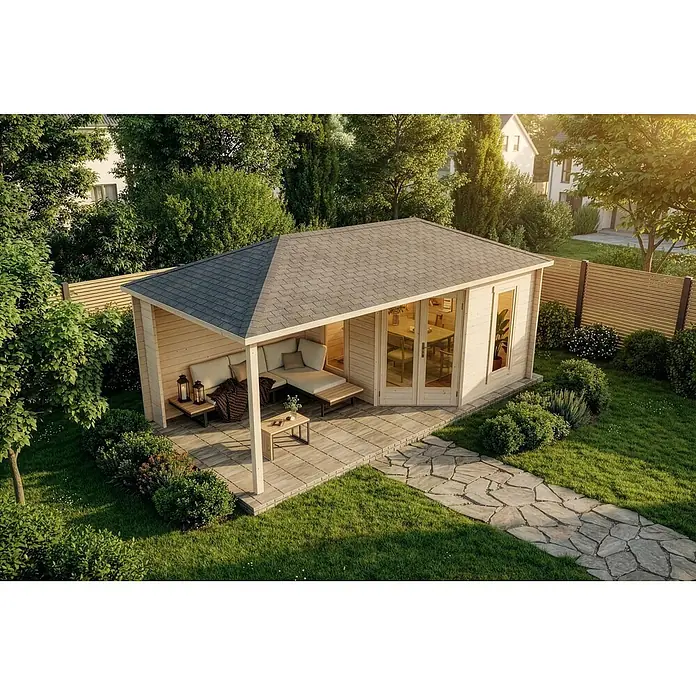 Alpholz Gartenhaus Liwa - Außenmaß inkl. Dachüberstand (B x T): 614 x 317 cm, Holz, Naturbelassen