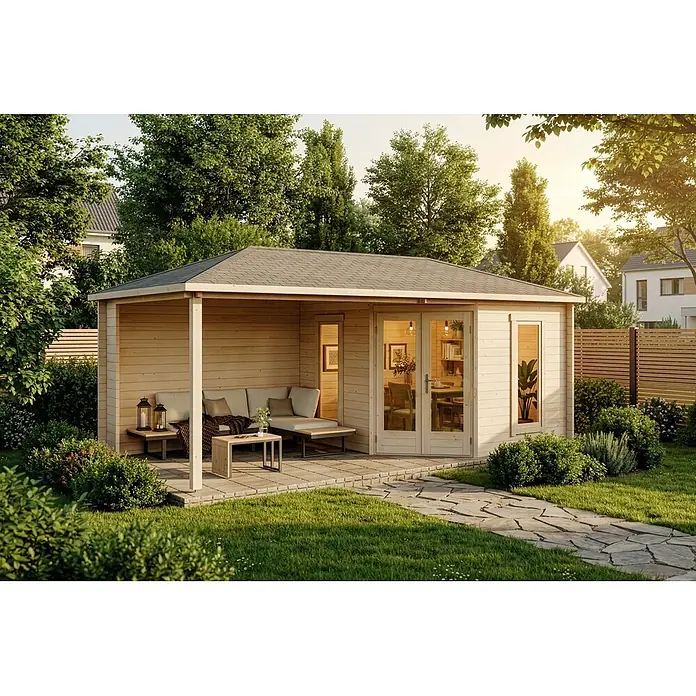 Alpholz Gartenhaus Liwa - Außenmaß inkl. Dachüberstand (B x T): 614 x 317 cm, Holz, Naturbelassen