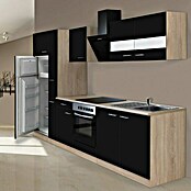 Respekta Composición de cocina (Ancho: 300 cm, Con dispositivos eléctricos, Negro)