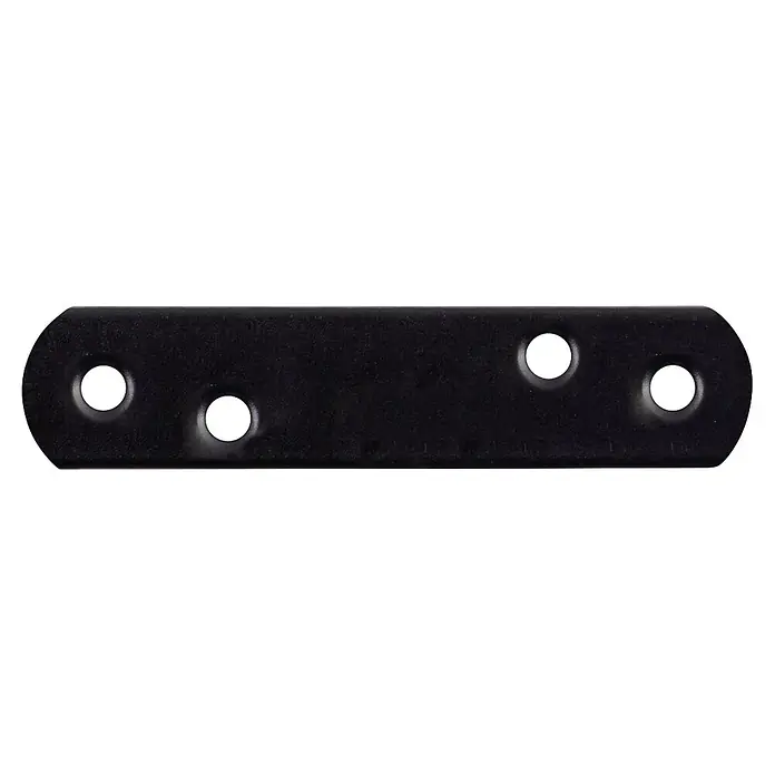 Stabilit Pletina de ensamblaje - L x An: 77 x 19 mm, Zincado, 1 ud. - Placa de conexión plana de metal negro con cuatro orificios.