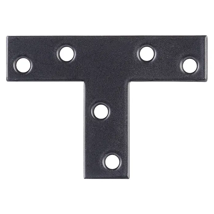 Stabilit Flachverbinder T-Form - L x B: 70 x 16 mm, Beschichtet, 1 Stk. - Dunkelgraues Metall T-Verbinder mit sieben Schraublöchern zum Verbinden senkrechter Bauteile.