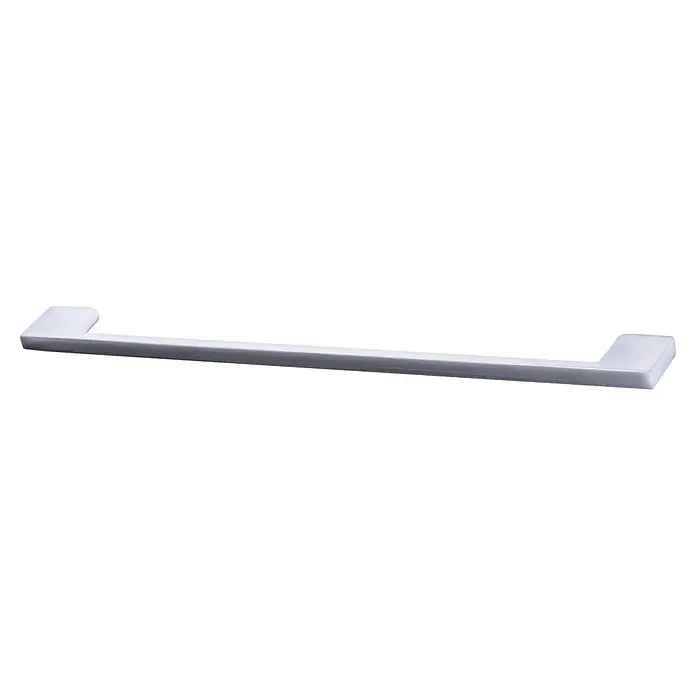 Rei Tirador para muebles 541A - Distancia entre orificios: 256 mm, Cromo, Mate, 2 ud. - Tirador de metal cepillado color plata con barra rectangular y extremos curvos.