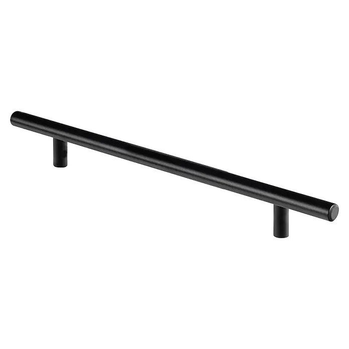 Rei Möbelgriff - Lochabstand: 160 mm, Stahl, Schwarz, Rund, L x B x H: 220 x 12 x 32 mm - Matter, schwarzer zylindrischer Möbelgriff mit zwei Stützen.