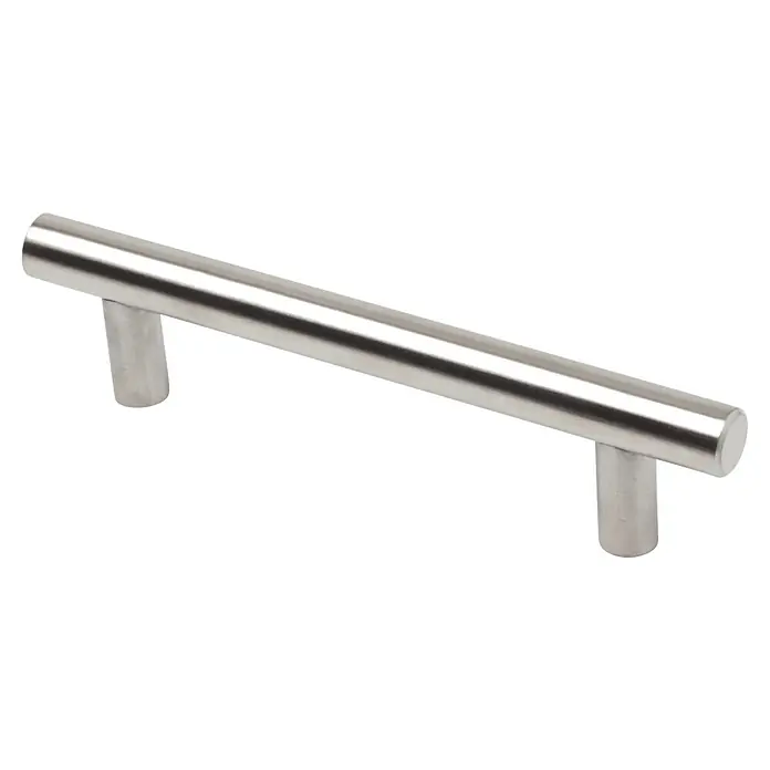 Rei Tirador para muebles - Distancia entre orificios: 96 mm, Acero, Acero inoxidable, Redonda, L x An x Al: 136 x 12 x 32 mm - Tirador de barra de acero inoxidable cepillado para armarios.