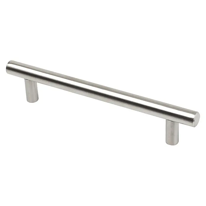 Rei Tirador para muebles - Distancia entre orificios: 128 mm, Acero, Acero inoxidable, Redonda - Tirador de barra de acero inoxidable cepillado.
