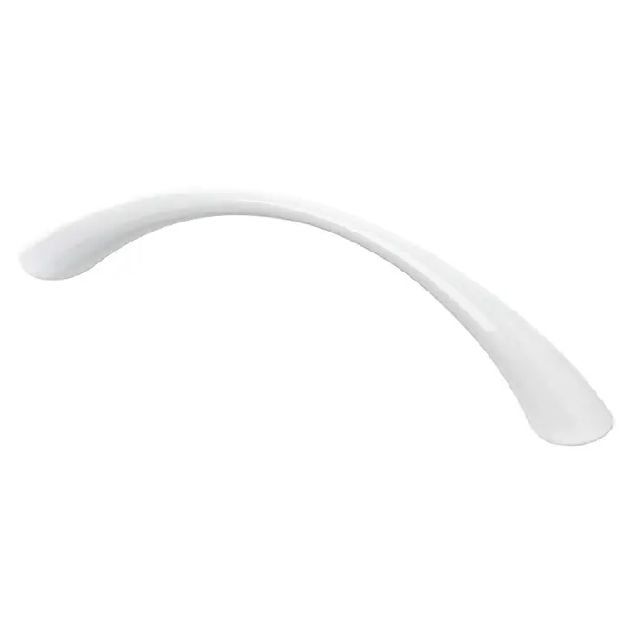 Rei Tirador para muebles - Distancia entre orificios: 128 mm, Blanco, 2 ud. - Objeto blanco curvado y brillante.