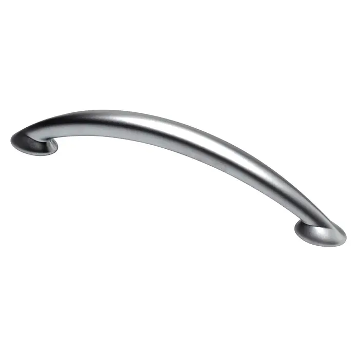 Rei Tirador para muebles 594 - Distancia entre orificios: 96 mm, Cromo - Tirador metálico curvo plateado, adecuado para armarios o cajones.