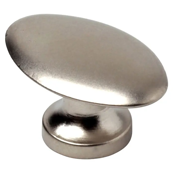 Rei Pomo para muebles - An x Al: 33 x 21 mm, Níquel Bisu - Tirador ovalado de plata cepillada.