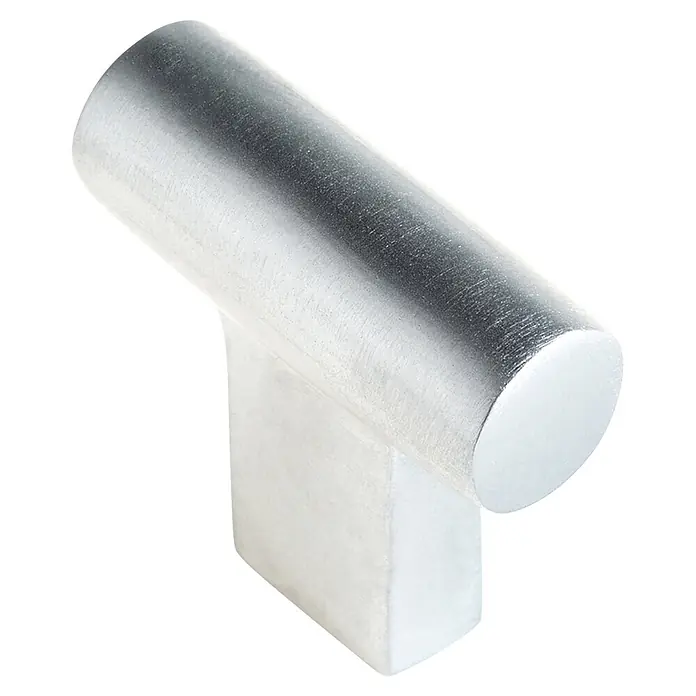 Rei Tirador para muebles - L x Al: 33 x 31 mm, Aluminio - Tirador en T de metal cepillado plateado para muebles.